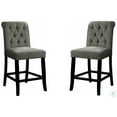 thumbnail image 6 of Family Set Dining Room Furniture Rustic Style Set of 2 Counter Height Chairs Grey Chenille Fabric Upholstered Tufted Kitchen Breakfast, 6 of 8