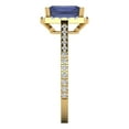 thumbnail image 3 of 1.86 ct Emerald Cut Simulated Blue Sapphire Solitaire with Simulated Diamond Accents 14K Yellow Gold Womens Engagement Ring, 3 of 5