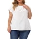 thumbnail image 1 of Blusas de verano de manga corta con pliegues y cuello redondo para mujeres de tallas grandes Agnes Orinda 3X blancas, 1 of 6