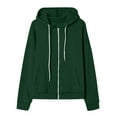 thumbnail image 4 of GaThRRgYP Coats for Women Winter Soft Jackets,Women's Fashion Loose Long Sleeve Casual Blouses Zipper Pocket Hooded Weatshirt Top Green XXL, 4 of 7