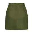 thumbnail image 4 of Luxtrada Women's Faux Suede High Waist A-line Split Mini Skirt (Green,L), 4 of 8