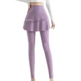 thumbnail image 3 of Caixia Women's Two Piece Skirt Pants with Sheer Mesh Overlay High Waisted Shaping Leggings with Attached Skirt, Stretchy Active Skort for Cycling and Yoga, 3 of 6