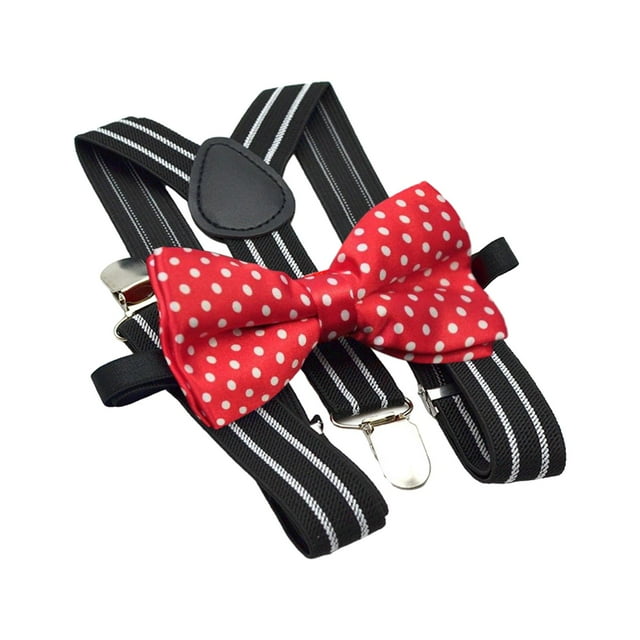 Bunblic 2 Pcs Bretelles Ajustables Bretelles Élastiques avec Nœuds Papillon pour Anniversaire D