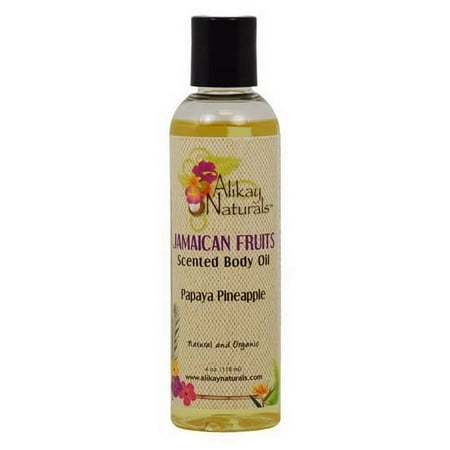 Alikay Naturals Jamaican Fruits Scented Body Oil Papaya And Pineapple, 4 Oz, 2 Pack