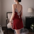 thumbnail image 3 of Women Nightgown Lace Chemise V Neck Sleepwear Satin Silk Nightie Bridal Lingerie Star Nightgown plus Size Nightgown Womens Nightgowns with Dogs Womens Night Clothes Sleeping Nightgown Women Short, 3 of 5