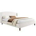 thumbnail image 5 of Kian Modern King Bed Frame, Upholstered Platform Bed with Wingback Headboard, Solid Wood Legs, Beige, 5 of 11