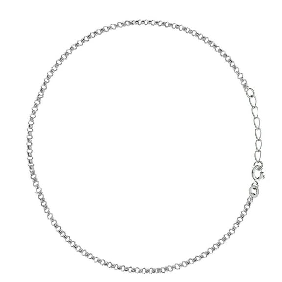 Ritastephens Sterling Silver Rolo Link Chain Anklet Ankle Bracelet 9-10 inches