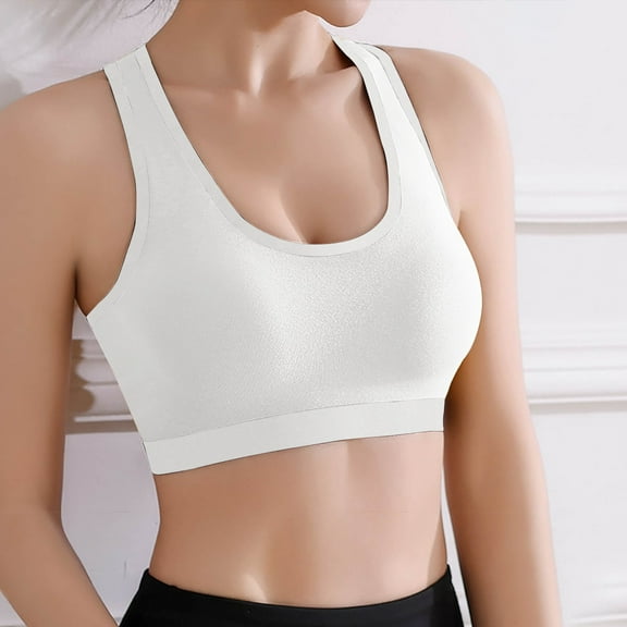 Sakmal Comfy Bras for Women White Wireless Yoga Lightly Lined Sports Bra Bra for Ladies