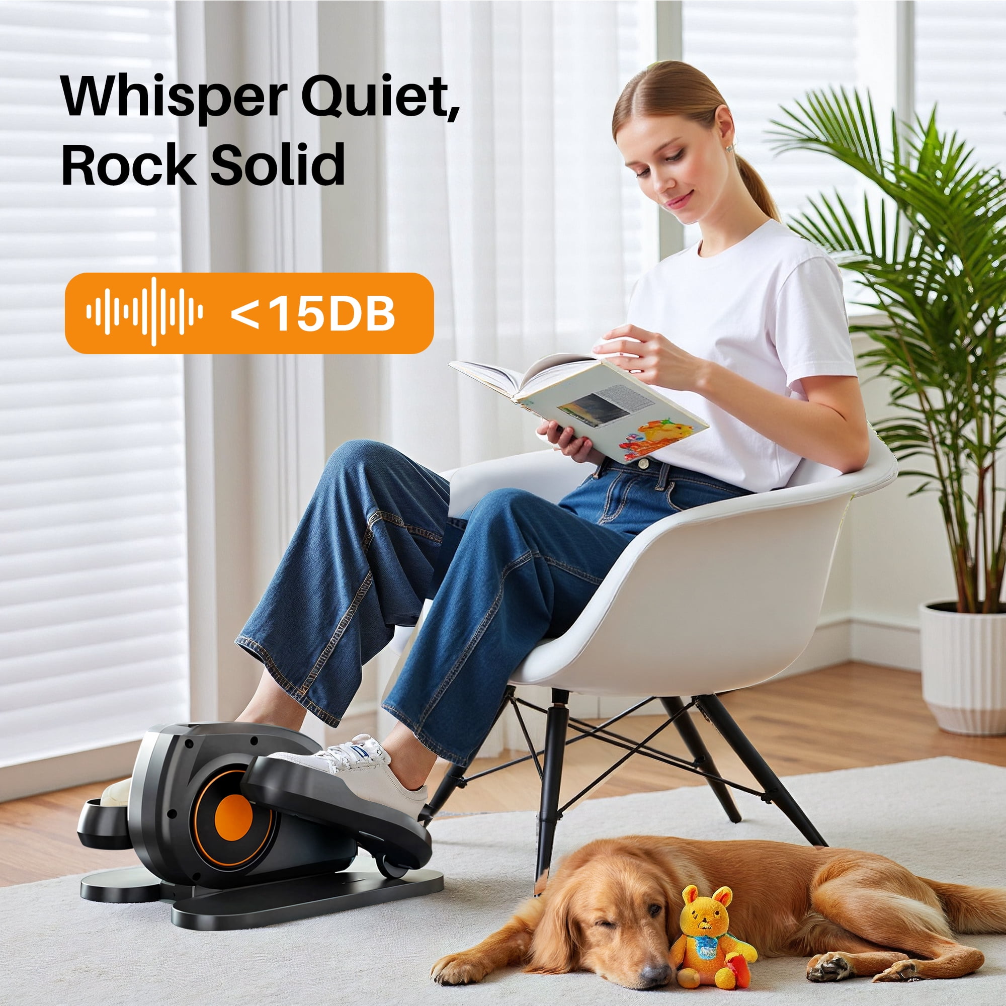 Atilioo Under Desk Elliptical Machine with Remote Control, Electric Elliptical Leg Exerciser, Portable Quiet Seated Pedal Exerciser for Seniors Younger, Black