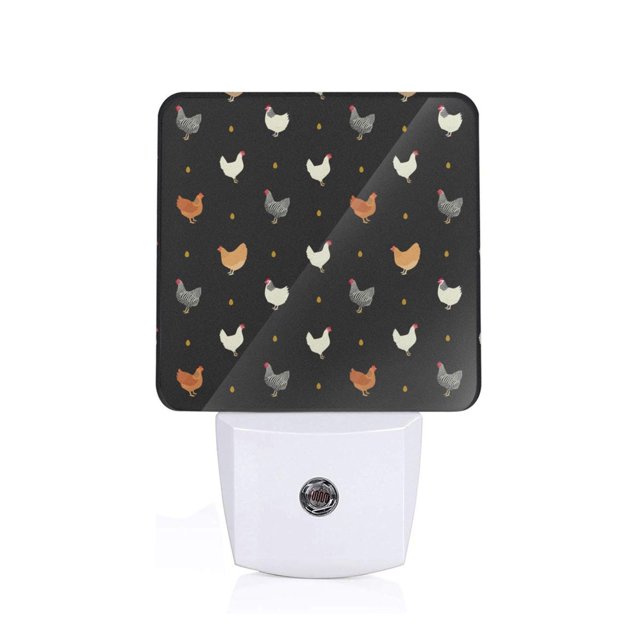 Fotbe Funny Chicken Luz Nocturna LED, Luz de Noche con Sensor de Luz Natural de Anochecer a Amanecer, Se Enchufa a la Pared, Blanco Cálido 0.5W-EU
