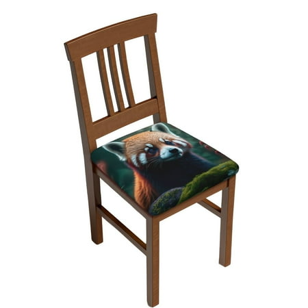 

JUNZAN Forest Plant Raccoon Print Dining Chair Seat Covers Stretch Fitted Dining Room Upholstered Chair Seat Cushion Cover