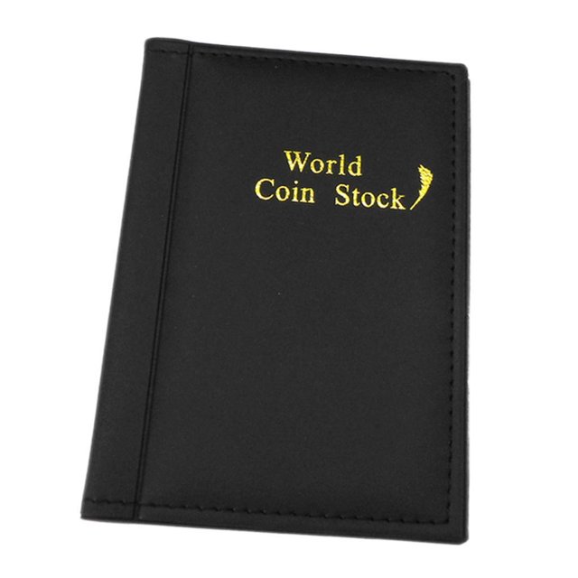 Matsuzay 120 Coin Holder Collector Storage Money Book PU Album Pocket Leather Almacenamiento y organización del hogar Negro