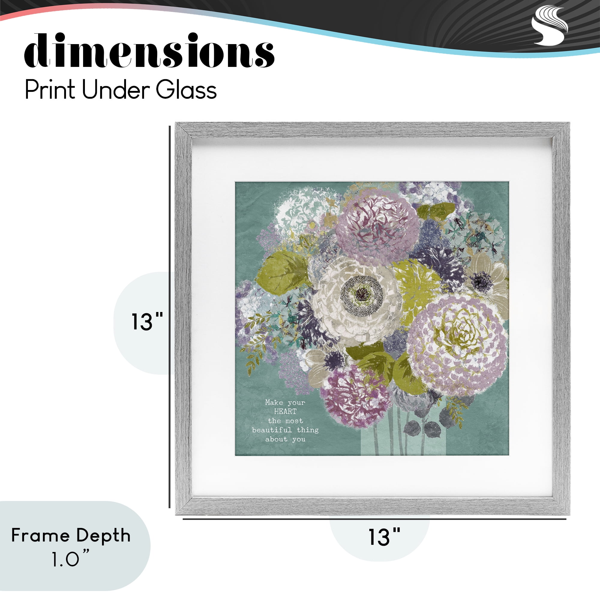 Stupell Industries Most Beautiful Thing Florals Gray Framed Print Under Glass, design by Suzanne Nicoll