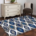 thumbnail image 3 of Navy Blue Black Geometric Area Rugs 3'x5', Washable Small Throw Rugs for Living Room Bedroom, Abstract Art Diamond Modern Indoor Outdoor Rug Non-Slip Low Pile Carpet Runner Reversible Floor Mats, 3 of 8