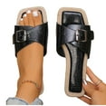 thumbnail image 6 of FRSASU Women's Fashionable Buckle Flat Sandals Plus Size Spring Summer Casual Beach Shoes Comfortable Pu Slippers Black, 6 of 9