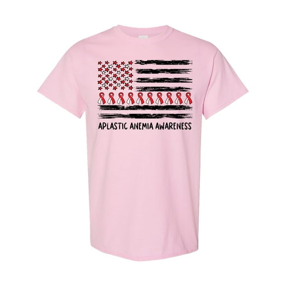 Inktastic Aplastic Anemia Awareness Red and White Ribbons and Flag T-Shirt