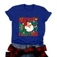 thumbnail image 6 of idosla Merry Christmas Shirts for Women Xmas Buffalo Plaid Tree Shirt Top Short Sleeve Casual Graphic Print T Shirt (Blue, M), 6 of 9