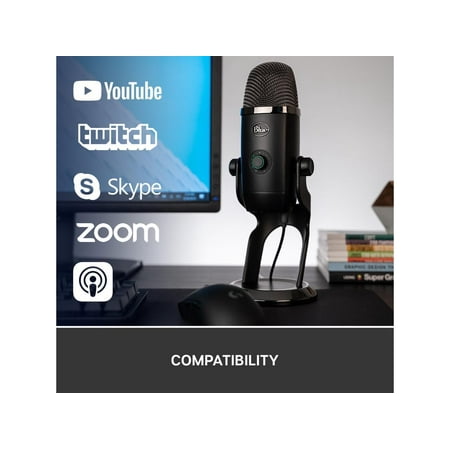 Blue Yeti X Professional USB Condenser Microphone for PC, Mac, Gaming, Recording, Streaming, Podcasting on PC, Desktop Mic with High-Res Metering, LED Lighting, Blue VO!CE Effects - Black