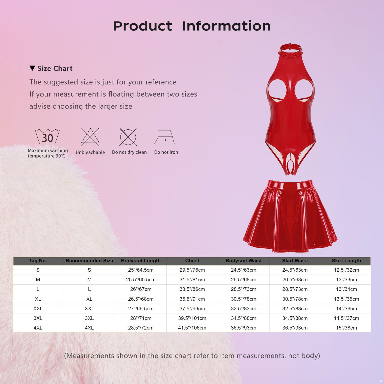 Yeahdor Woman's Latex Wet Look 2 Piece Dress PVC Leather Hollow Out  Bodysuit Skater Skirt Outfits Red 3XL - Walmart.ca