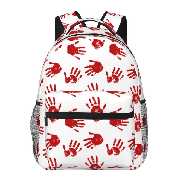 Easygdp Bloody Hand Mochila Ergonómica Versátil para Laptop - Múltiples Bolsillos, Correas Ajustables, Unisex para Escuela, Viajes y Actividades al Aire Libre-One Size
