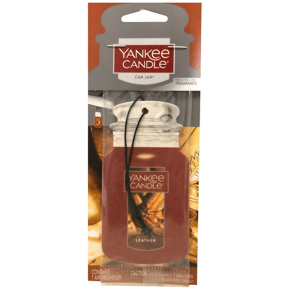 Yankee Candle Classic Paper Car Jar Hanging Air Freshener, Leather Scent