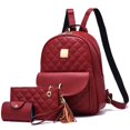 thumbnail image 1 of SNNROO Sac à Dos Mini Matelassé Design Simple pour Femmes 3 Pcs Sac à Dos en Cuir pour Femmes Petit Sac à Dos, 1 of 7