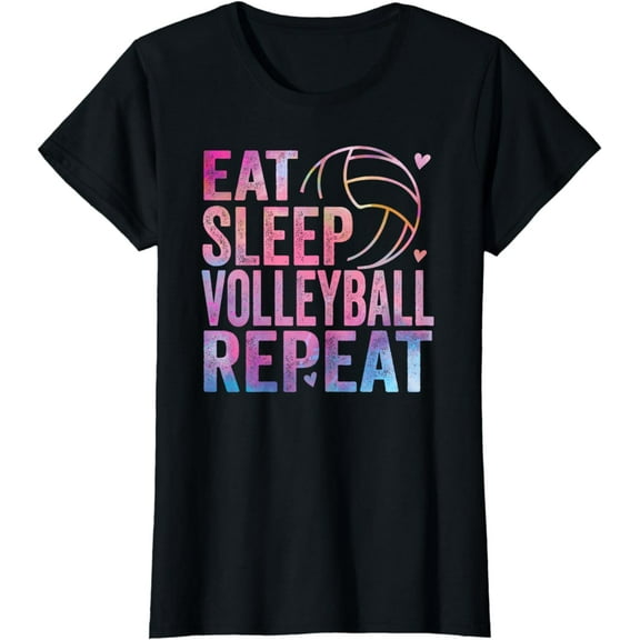 Eat Sleep Volleyball Repeat colorful teen girls women kids T-Shirt