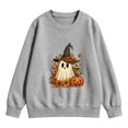 thumbnail image 4 of Womens Halloween Print Sweatshirt, Cozy Long Sleeve Pullover, Aesthetic Vintage Graphic Tee, Perfect for Trick or Treat & Work, 4 of 4
