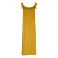 thumbnail image 5 of Efsteb Womens Dress Casual Resort Dress Sleeveless Spring Crew Neck Solid Color Ruched Plus Size Long Tank Dress Loose Fit ,Size:XL, 5 of 5