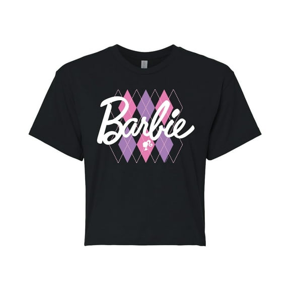 Barbie - Argyle - Juniors Cropped Cotton Blend T-Shirt