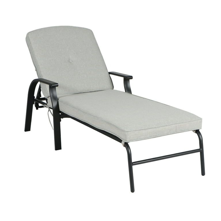 Mainstays Belden Park Cushion Steel Outdoor Patio Chaise Lounge Tan Black Walmart