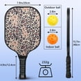 thumbnail image 3 of Pickleball Paddles Set Of 1, Fiberglass Surface, Animal, Leopard Print, 1 Paddle, 2 Balls & Bag, 3 of 5
