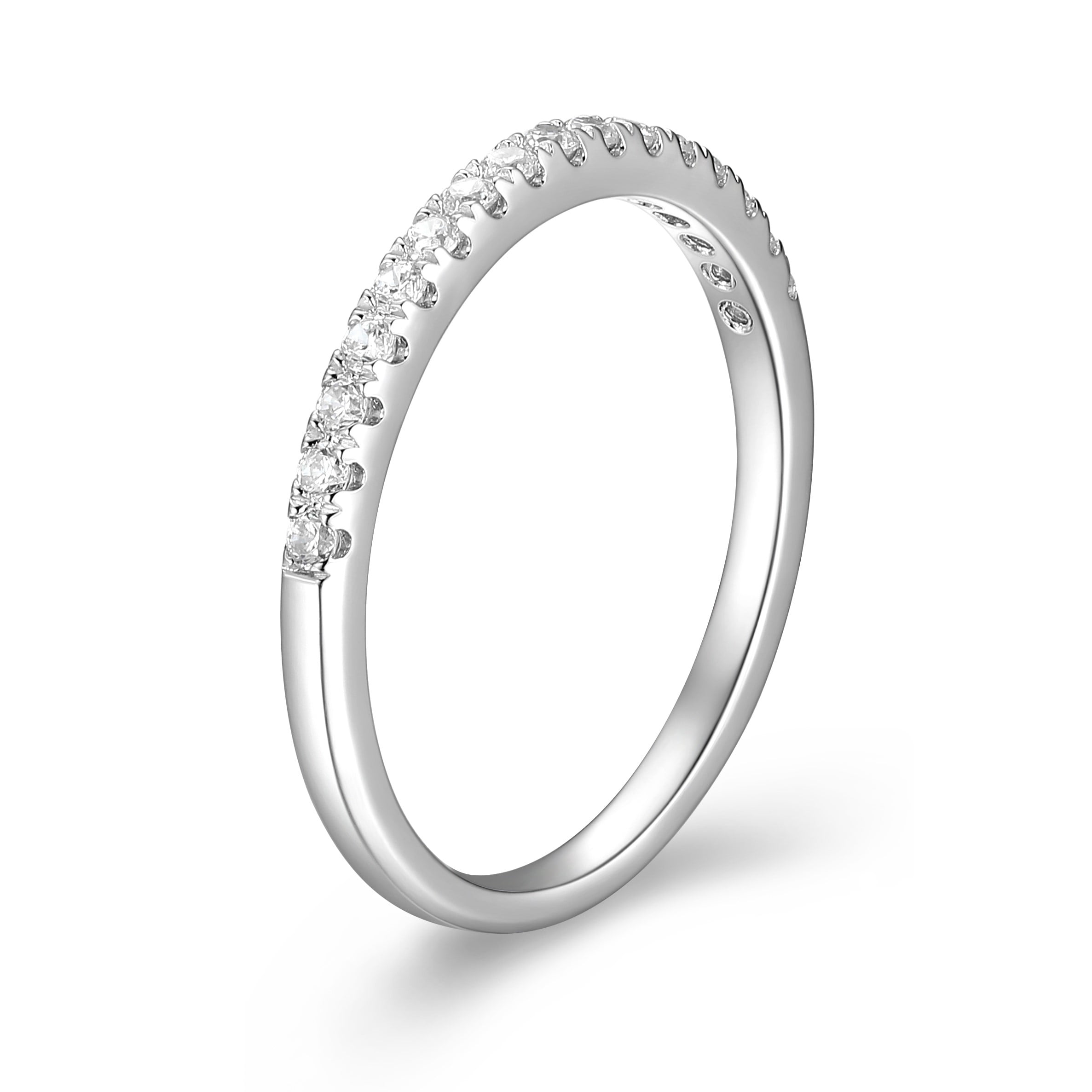 Forever Facets 1/4 CT TW Lab Grown Diamond Sterling Silver Wedding Band Ring, Adult Female