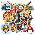 thumbnail image 3 of 35pcs-50pcs Cartoon Stickers Firefighter Stationery Sticker Safety Kids Stickers for Laptops Suitcase Fridge, 3 of 9