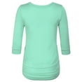 thumbnail image 3 of KOGMO Womens 3/4 Sleeve Solid Basic Drape Top Side Shirring Tunic (S-3X), 3 of 7