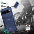 thumbnail image 4 of KOMI Case for Pixel 8 Case, Google 8 Case with Tempered Glass Screen Protector and Slide Camera Cover, Non-Slip Heavy Duty Shockproof Phone Cover for Google Pixel 8A Blue, 4 of 5