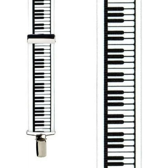 Suspender Store Novelty Piano Keys Suspenders - 1.5-Inch Wide Elastic - X-Back - Clip - 3 Sizes
