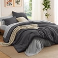 thumbnail image 1 of Juego de edredón Bedsure para cama completa, color gris oscuro, 7 piezas, 1 of 8