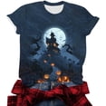 thumbnail image 5 of Womens Graphic T-Shirts Pumpkin Print Tops Crew Neck Short Sleeve Fall Halloween Tees Casual Holiday Party Blouse Summer Essential, 5 of 6