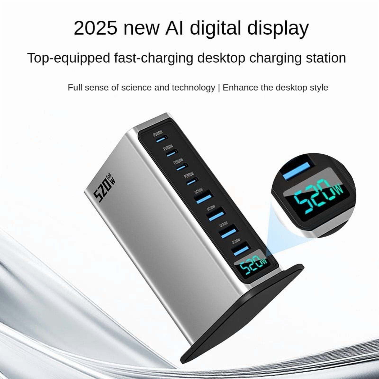 520W Gallium Nitride Charger Multi-Port Desktop Charging Station Fast Charging Head for Apple Laptop Power Adapter