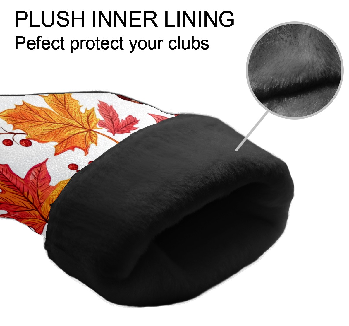 Golf Club Covers PU Leather Waterproof Head Covers for Fairway Woods Hybrids Autumn Maple Leaves