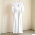 thumbnail image 6 of HAPIMO Turn Down Collar V Neck Puff Sleeve Loose Maxi Dress Women Casual Dress for Beach White XL, 6 of 7