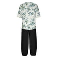 thumbnail image 5 of Yuwull Women's 2 Piece Outfits Casual Button Crewneck Floral Printed Short Sleeve Tops and Wide Leg Capris Pants Lounge Sets Tracksuits S-4XL （Available in Plus Size) On Clearance, 5 of 5