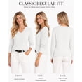 thumbnail image 2 of QUALFORT Women’s V-Neck Cable Knit Sweater, Lightweight Long Sleeve Pullover, Off White, Size L, 2 of 7