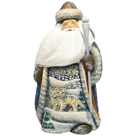g. debrekht playful snow santa hand-painted wood carving