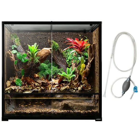Paludarium Habitat Tank 96 Gallon (36" X 18" X 36") for Reptile, Black