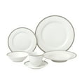 thumbnail image 1 of Stylish and Elegant 24 Pieces Porcelain Dinnerware Set Service for 4 People - Alyssa, Silver, 1 of 3