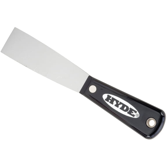 HYDE Putty Knife Black & Silver Flexible Blade - Durable Steel - 1 Pack, 1-1/4 in, Black