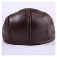 thumbnail image 2 of Classic Beret Caps Men Warm Genuine Leather Caps Windproof Duckbill Hat Burgundy Winter Flat Hats ,Classic Design, 2 of 5