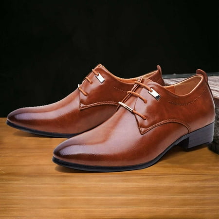 

FZM Mens Shoes Fashion Classic Style British Retro Pointed Toe Lace Up Business Casual Pointed Toe Shoes